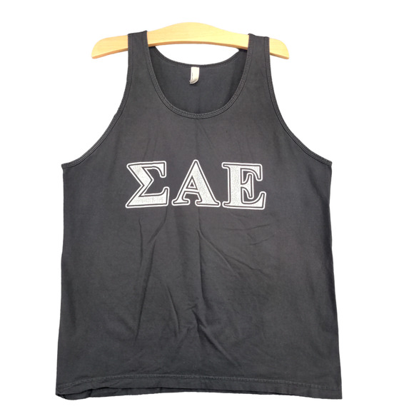 American Apparel Men's Sigma Alpha Epsilon Graphic Tank Top Black Large - Picture 1 of 13